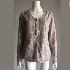 Maison Scotch Mettalic Pink Plaid Popover Shirt S